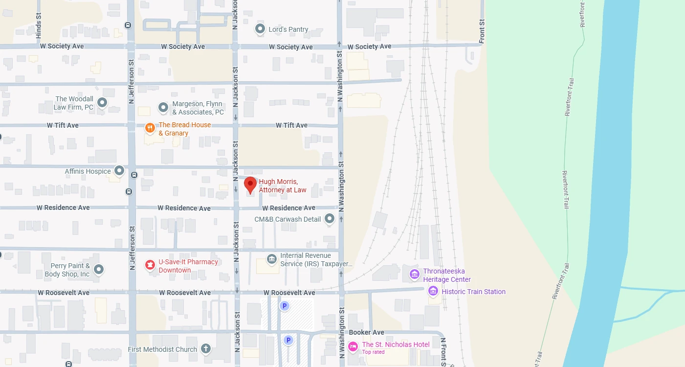 Map showing Hugh Morris Law on N Jackson Street in Albany, Georgia